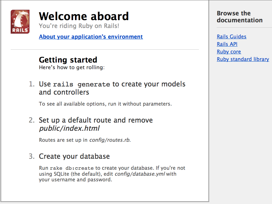 Rails' old welcome screen