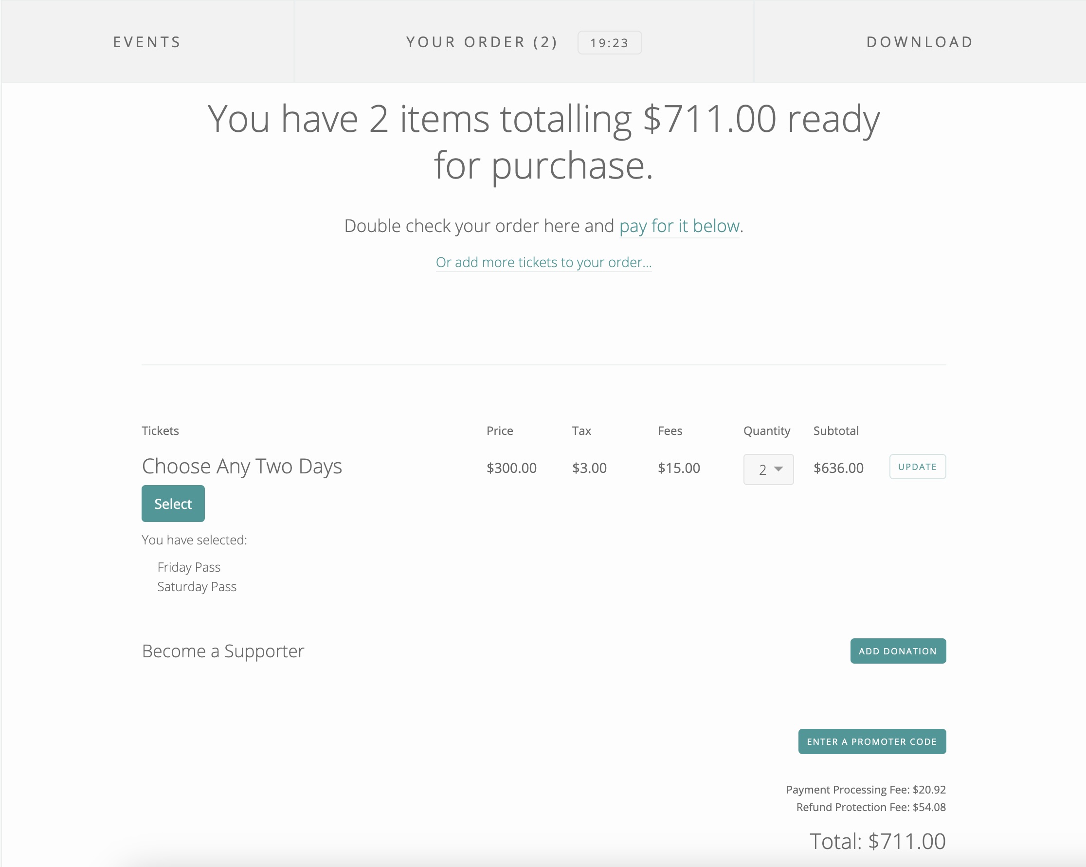 Tickit checkout page